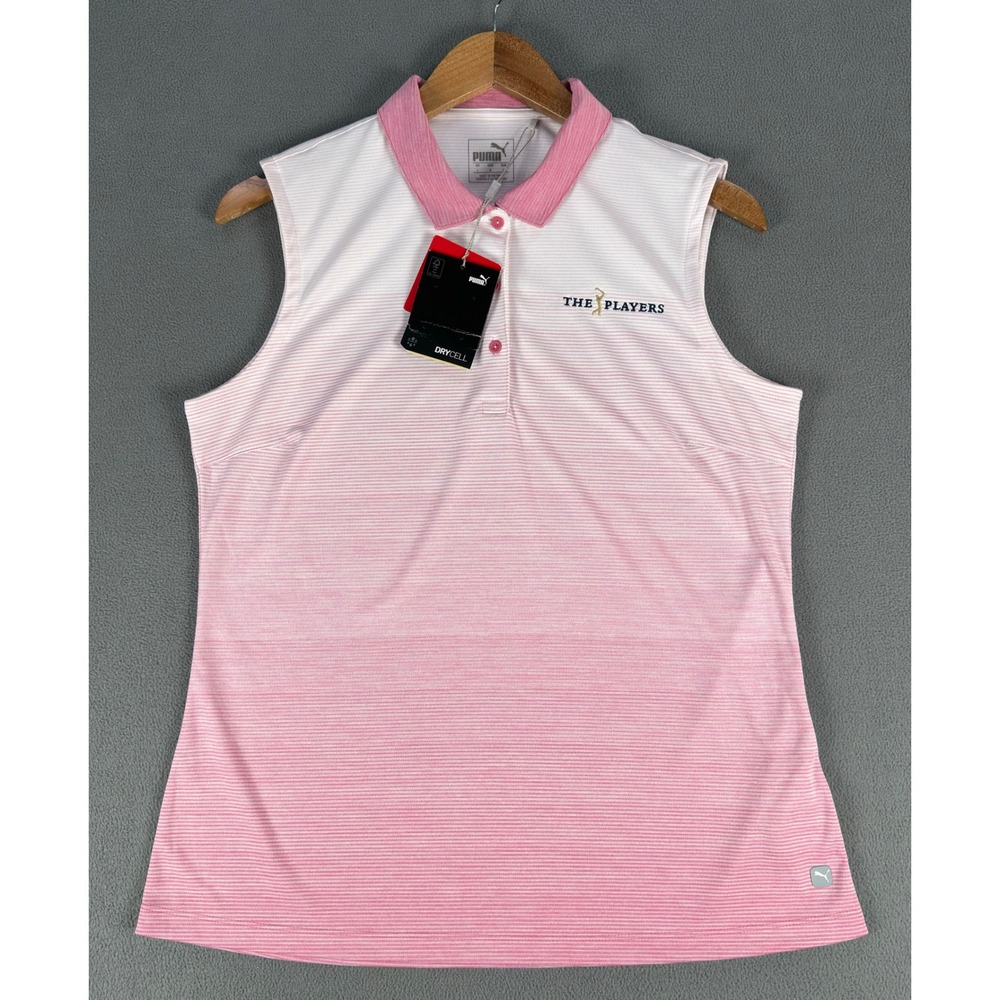 Puma Polo Tank Top Large Pink Rose The Players TPC Sawgrass Performance Golf New